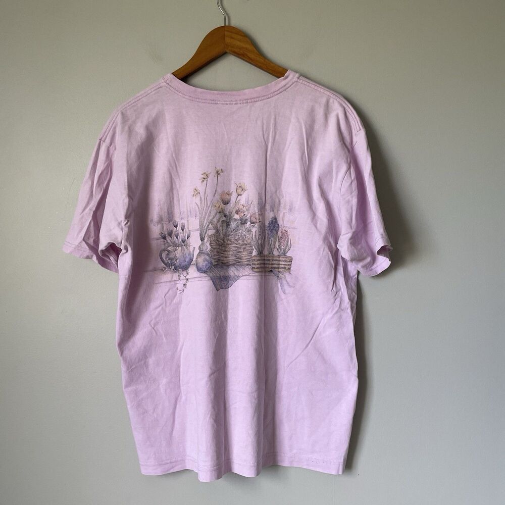 Vintage Cottagecore Floral Print T-Shirt Short Sleeve Purple Women's Size XL - Picture 2 of 10